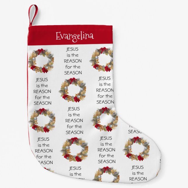 Personalised JESUS REASON SEASON Small Christmas Stocking (Front)