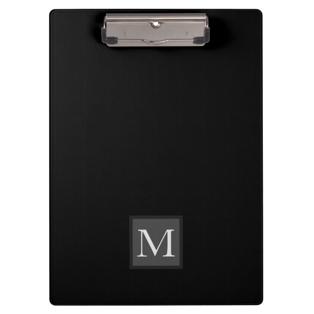 Personalised Jet Black Monogram Gifts For Him Clipboard (Front)