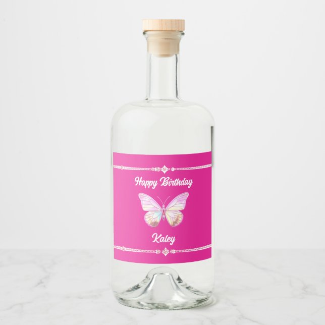 Personalised jewel Butterfly Beverage & Food Label (Front)