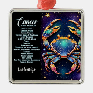 Personalised Jewel Galaxy Zodiac Cancer Metal Ornament