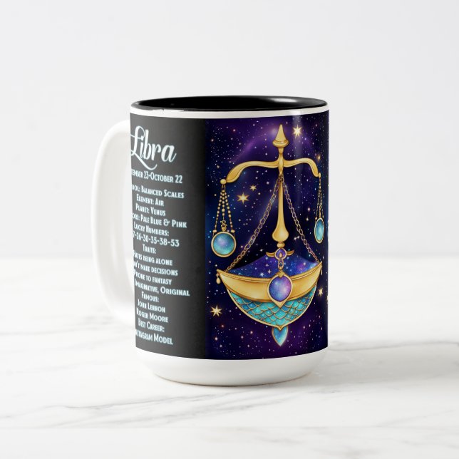 Personalised Jewel Galaxy Zodiac Libra Two-Tone Coffee Mug (Front Left)