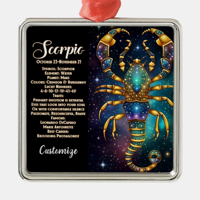 Personalised Jewel Galaxy Zodiac Scorpio Metal Ornament (Front)