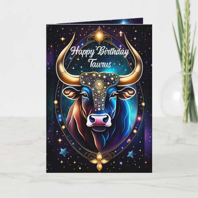 Personalised Jewel Galaxy Zodiac Taurus Card (Front)