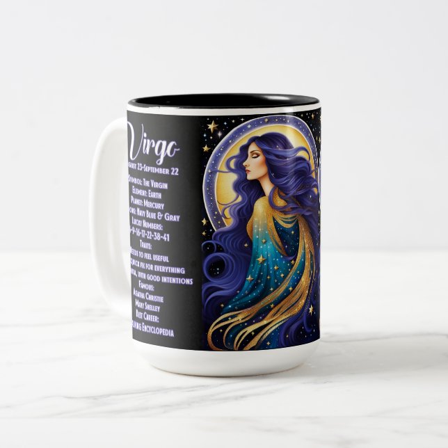 Personalised Jewel Galaxy Zodiac Virgo Two-Tone Coffee Mug (Front Left)