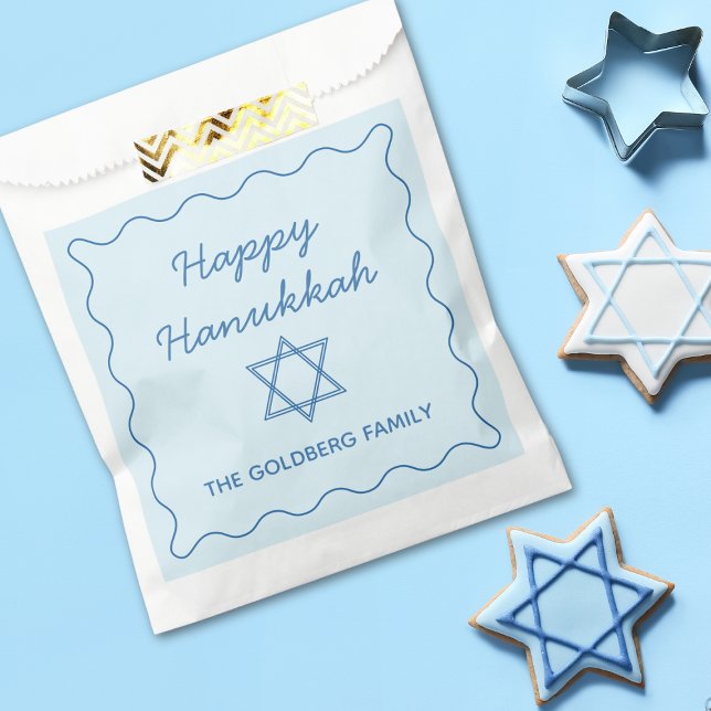 Personalised Jewish Star Blue Happy Hanukkah Party Favour Bag (Creator Uploaded)
