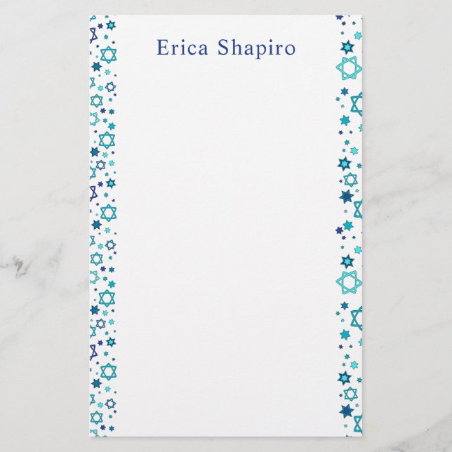 Personalised Jewish Star Stationery (Front)