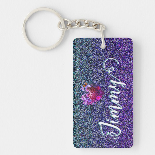 Personalised Jimmy Name Keychain – Floral Heart wi (Front)