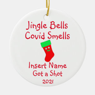 Personalised Jingle Bells, Covid-19 Smells Ceramic Ornament