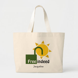 Personalised John 8:36 FREE INDEED Christian Large Tote Bag