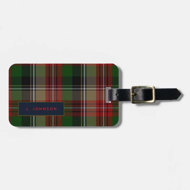 Personalised JOHNSON Tartan Mens Luggage Tag (Front Horizontal)