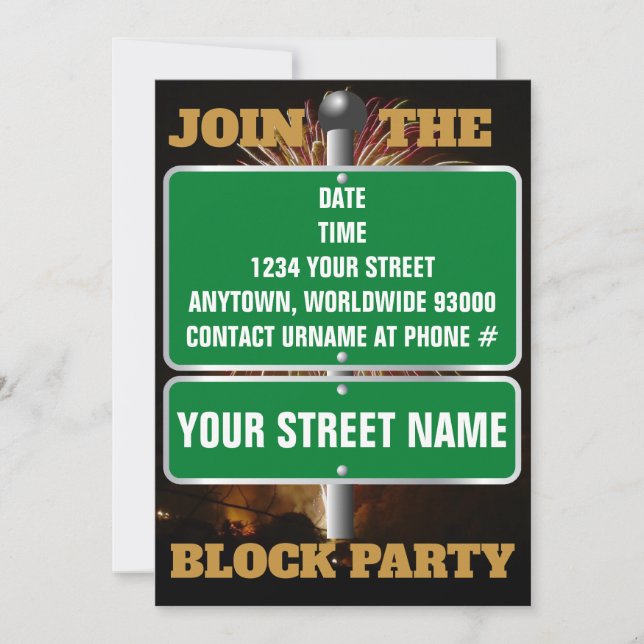 Personalised Join the Block Party Invitations (Front)
