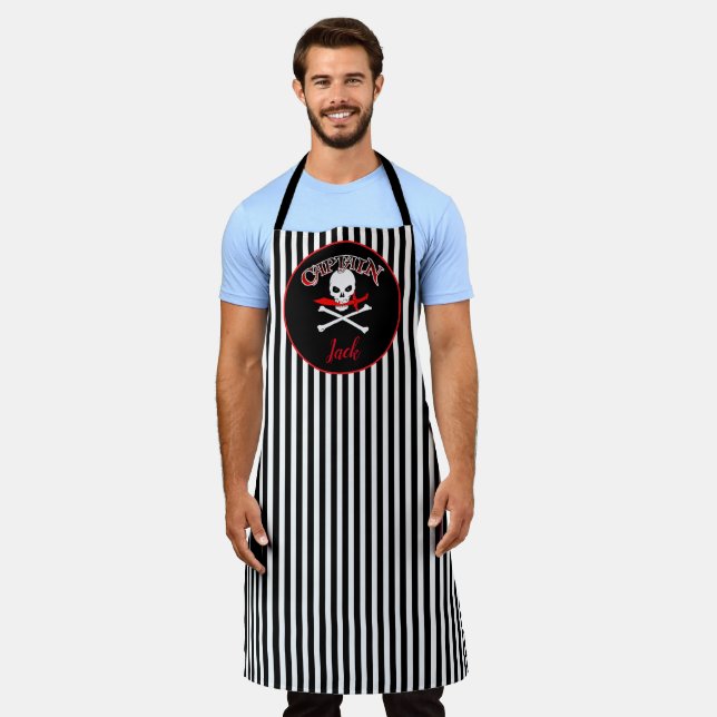 Personalised Jolly Roger (Cutlass) Apron (Worn)