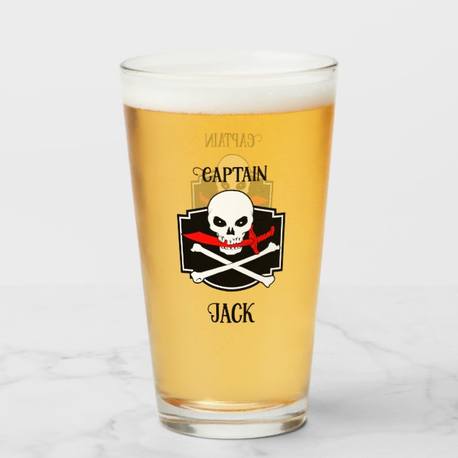 Personalised Jolly Roger (Cutlass)  Glass (Back Filled)
