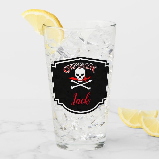 Personalised Jolly Roger (Cutlass)  Glass (Front Ice)