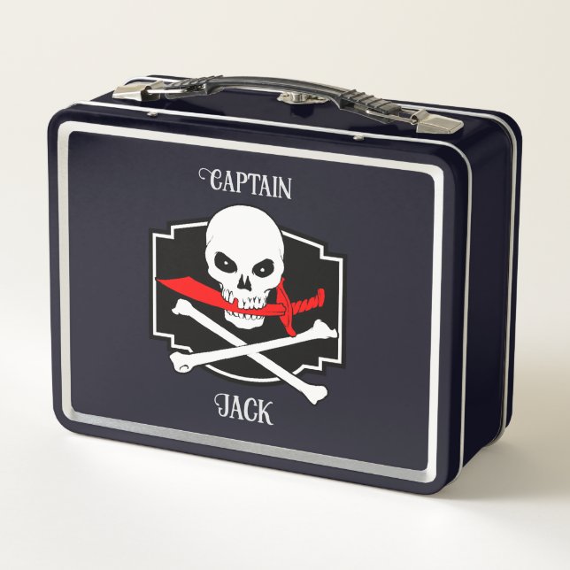 Personalised Jolly Roger (Cutlass)  Metal Lunch Box (Back)