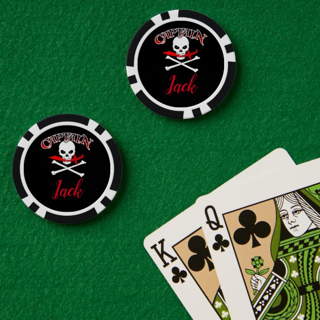 Personalised Jolly Roger (Cutlass)  Poker Chips (Poker Table (Double))