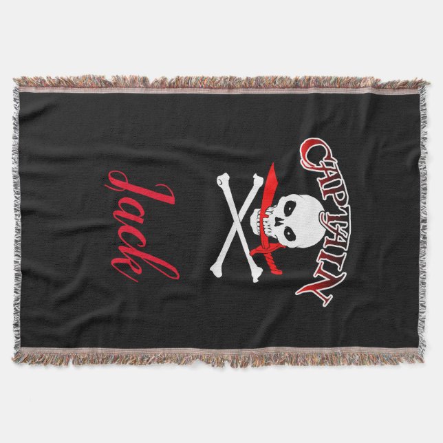 Personalised Jolly Roger (Cutlass) Throw Blanket (Front)
