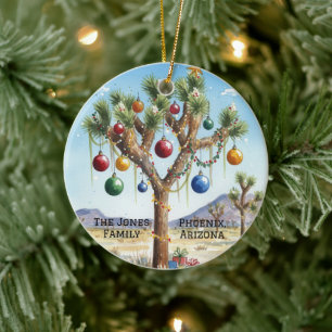 Personalised Joshua Tree at Christmas Ceramic Ornament