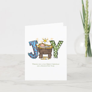 Personalised Joy Baby Jesus Religious Christmas  Holiday Card