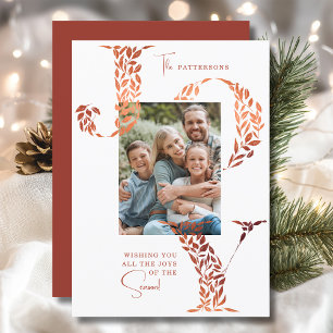 Personalised Joy Botanical Family Christmas Photo Holiday Card