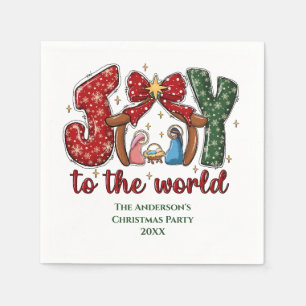 Personalised Joy Manger Scene Christmas Holiday Napkin