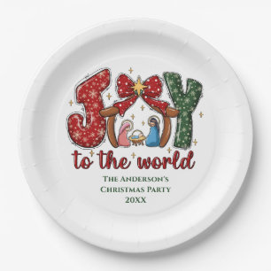 Personalised Joy Manger Scene Christmas Holiday Paper Plate