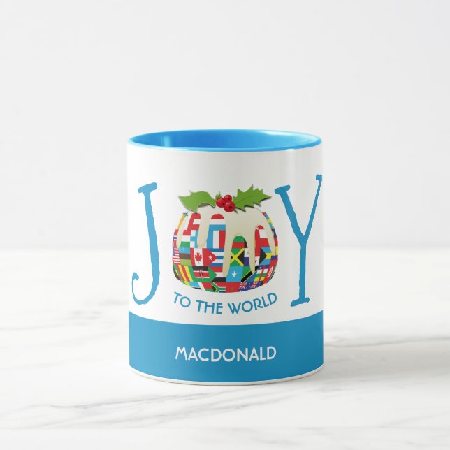 Personalised | JOY TO THE WORLD Flags | Christmas Mug (Center)