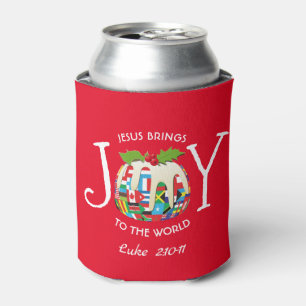 Personalised   JOY TO THE WORLD Flags   Festive Can Cooler