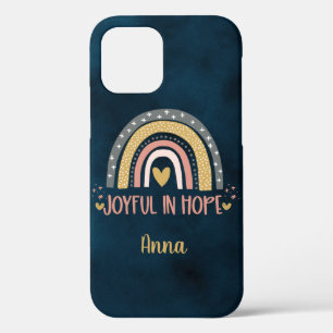 Personalised Joyful In Hope Christian Rainbow iPhone 12 Case