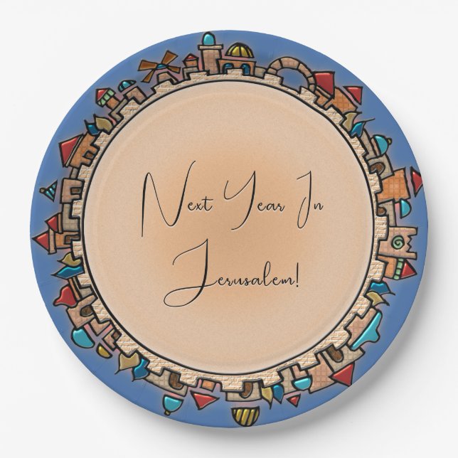Personalised Judaica Jerusalem Paper Plate (Front)