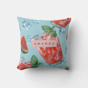 Personalised Juicy Watermelon Mint Sparkle Cushion