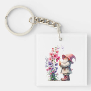 Personalised July Birth Month Garden Gnome Key Ring
