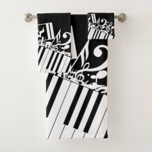 Personalised Jumbled Musical Notes and Piano Keys Bath Towel Set
