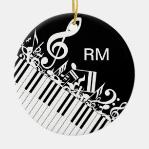Personalised Jumbled Musical Notes and Piano Keys Ceramic Ornament