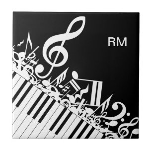 Personalised Jumbled Musical Notes and Piano Keys Ceramic Tile