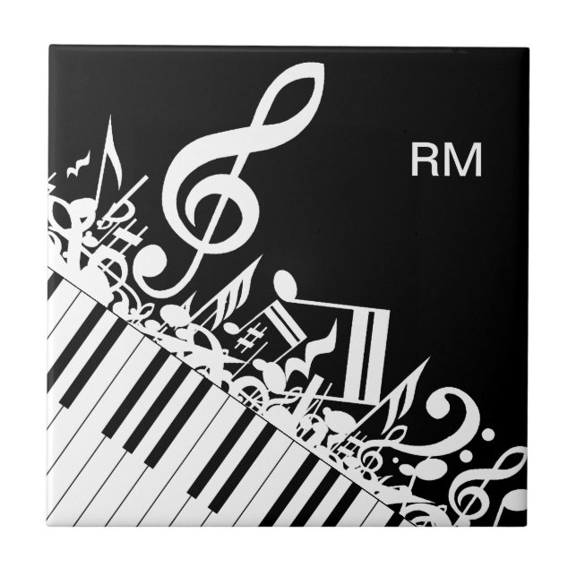 Personalised Jumbled Musical Notes and Piano Keys Ceramic Tile (Front)
