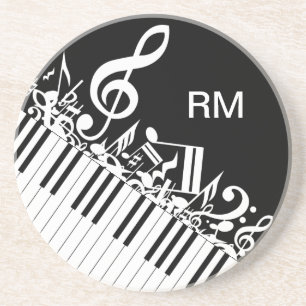 Personalised Jumbled Musical Notes and Piano Keys Coaster