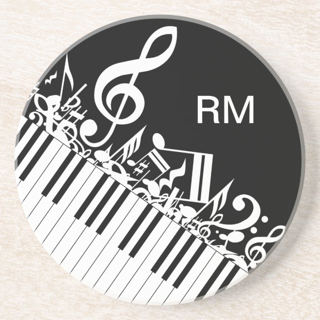 Personalised Jumbled Musical Notes and Piano Keys Coaster (Front)