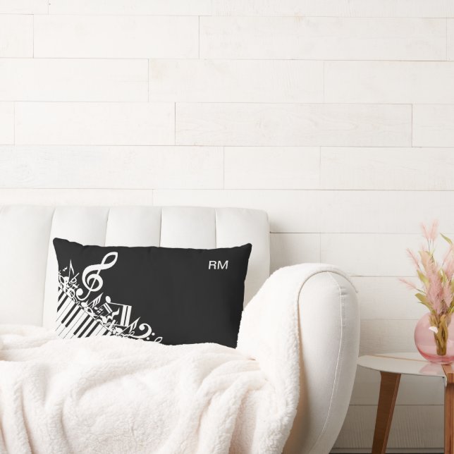 Personalised Jumbled Musical Notes and Piano Keys Lumbar Cushion (Couch)