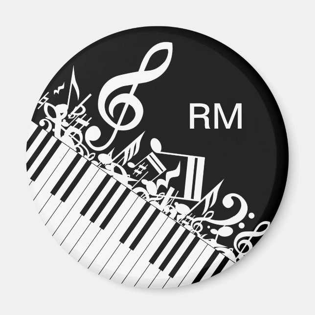 Personalised Jumbled Musical Notes and Piano Keys Magnet (Front)