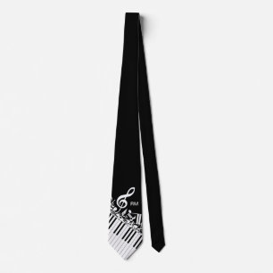 Personalised Jumbled Musical Notes and Piano Keys Tie