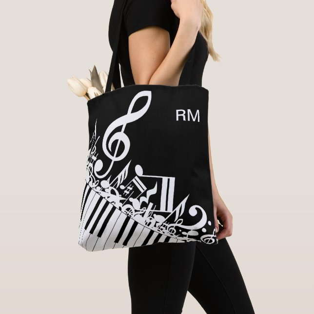 Personalised Jumbled Musical Notes and Piano Keys Tote Bag (Close Up)