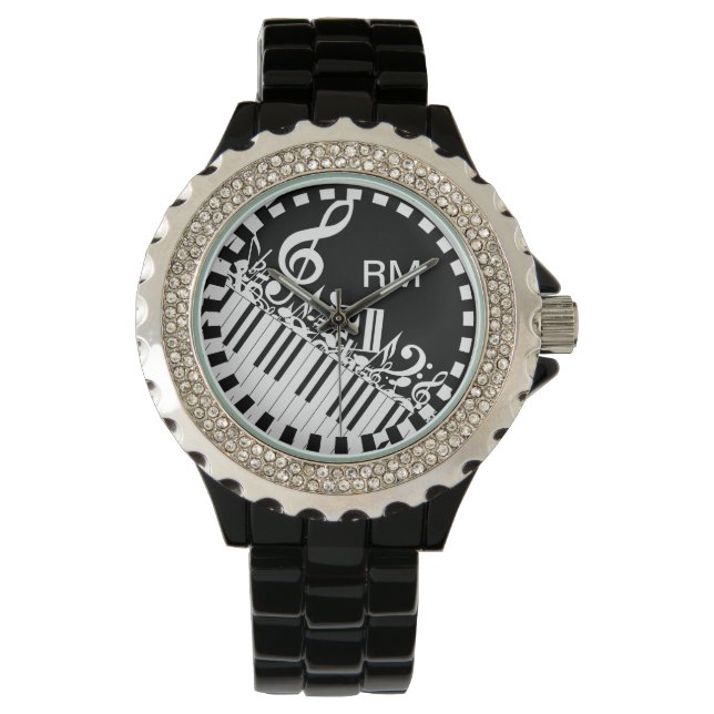 Personalised Jumbled Musical Notes and Piano Keys Watch (Front)