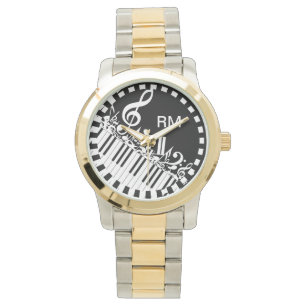 Personalised Jumbled Musical Notes and Piano Keys Watch