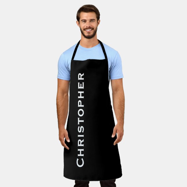 Personalised Jumbo Bold Name Choose Colour or Blac Apron (Worn)