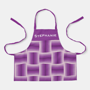 Personalised Jumbo Name, Purple Stripe Design Kids Apron