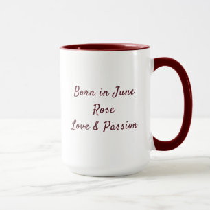 Personalised June Birth Flower Rose Custom Name Mug