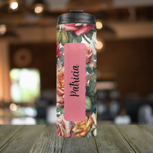 Personalised June Birth Flower Rose Thermal Tumbler