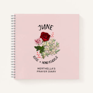 Personalised JUNE BIRTH MONTH FLOWER Prayer Diary  Notebook