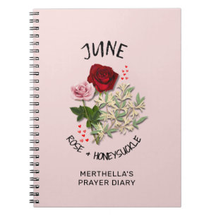 Personalised JUNE BIRTH MONTH FLOWER Prayer Diary  Notebook